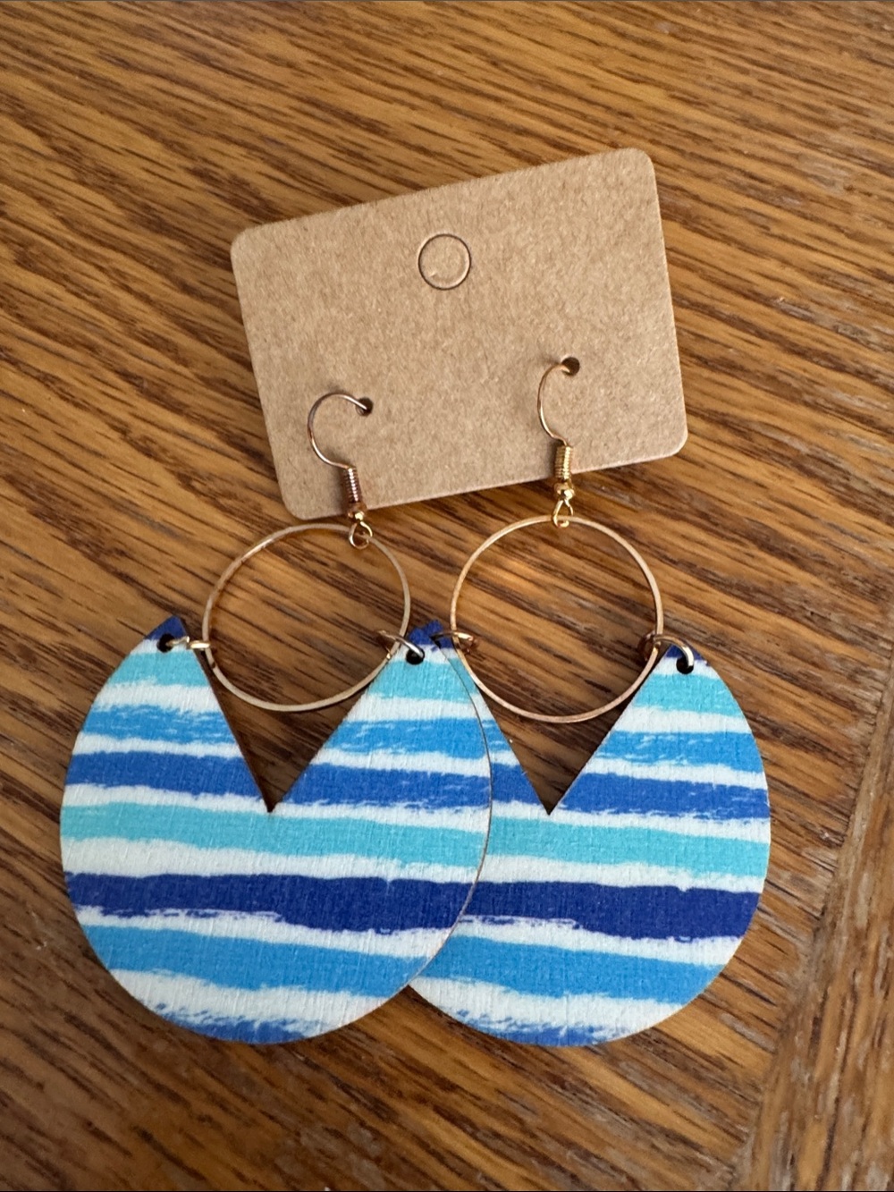 Plunder Blue Striped Hoop Dangle Earrings